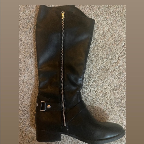 Liz Claiborne Black Leather Renea Riding Boots Size 7 - Picture 1 of 11